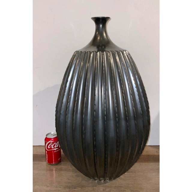 Studio A Home Studio a Home Modern Gunmetal Finished Sawtooth Vase For Sale - Image 4 of 5