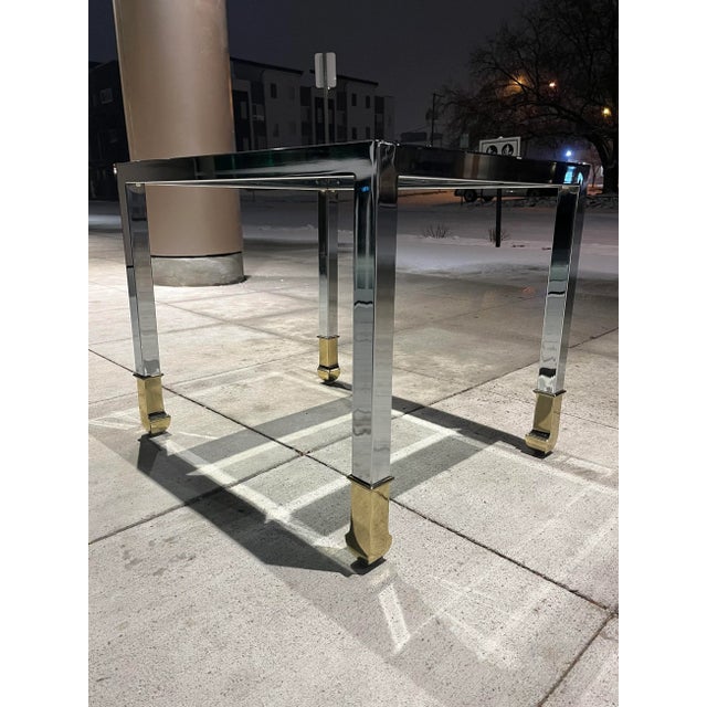 Metal Mastercraft Style Polished Chrome & Brass End Table From Design Institute of America For Sale - Image 7 of 13