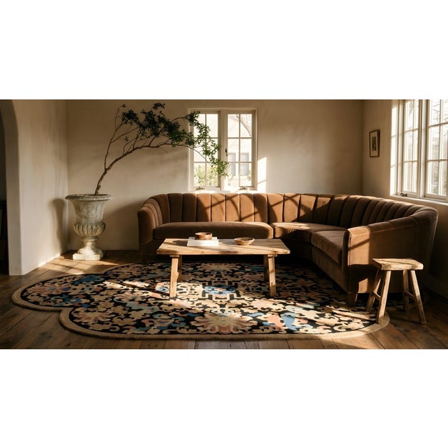 1920s Black Floral Antique Chinese Art Deco Carpet by Fetti - Li Workshop 4' 6''x 7' 6'' Knotted Wool Rug For Sale - Image 15 of 15