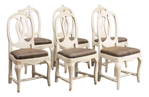 Swedish Painted Provincial Gustavian Chairs, 1800s, Set of 6