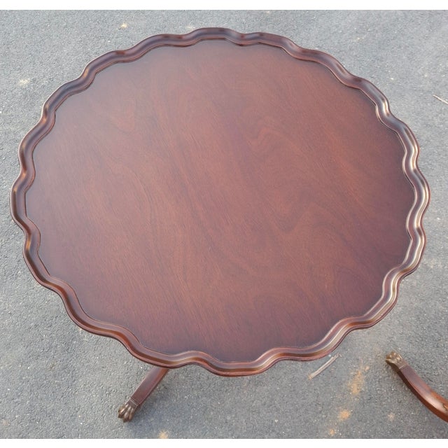 Mid 20th Century Mid 20th Century Pair Imperial Furniture George III Style Mahogany Pie Crust Tables, Refinished For Sale - Image 5 of 12