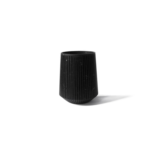 Striped wide vase in black Marquina marble. -Jacopo Simonetti design for FiammettaV- Each piece is in a way unique (every...