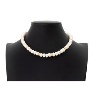 18k Rose Gold, Multicolor Gemstones, and Button Pearl Necklace For Sale