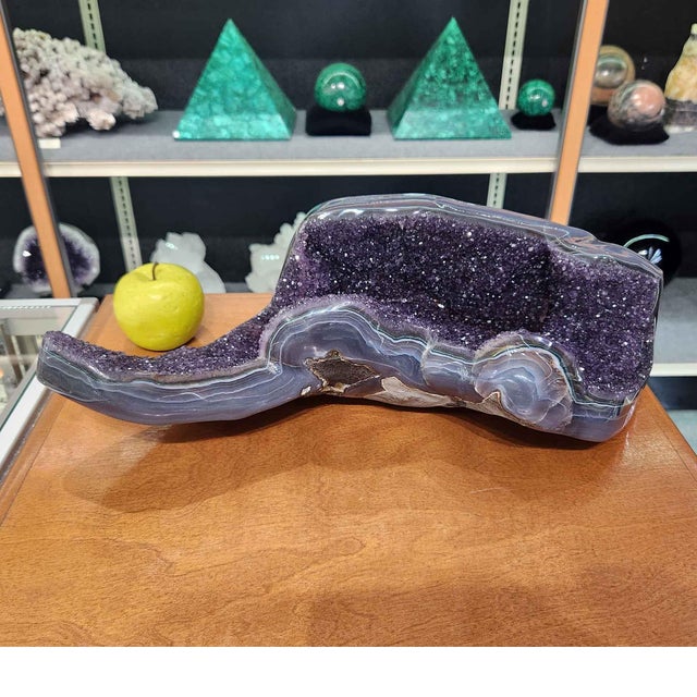 Amethyst Crystal Cluster, Agate Edge For Sale - Image 9 of 10