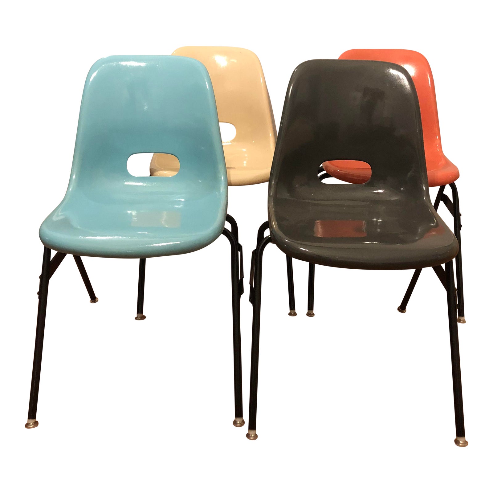 Krueger Fiberglass Eames Atomic Shell Chairs Set of 4 Chairish