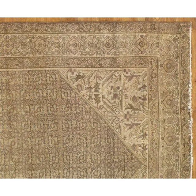 Traditional Antique Malayer Carpet, Handmade Oriental Rug, Ivory, Taupe, Gray, Light Brown For Sale - Image 3 of 8