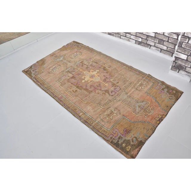 Handmade wool carpet in Turkish Anatolia , Vintage Oushak Rug,Turkish Vintage Anatolian Rug, Handmade wool Rug . One Of...