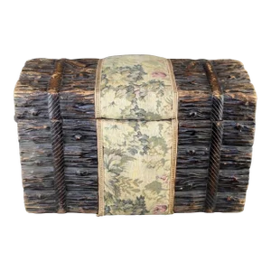Antique Black Forest Carved Stacked Logs Trunk