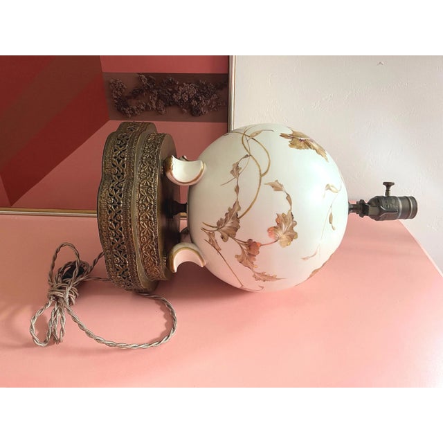 1940s Porcelain Floral Pearl Lamp & Shade by Rosenthal For Sale - Image 15 of 18