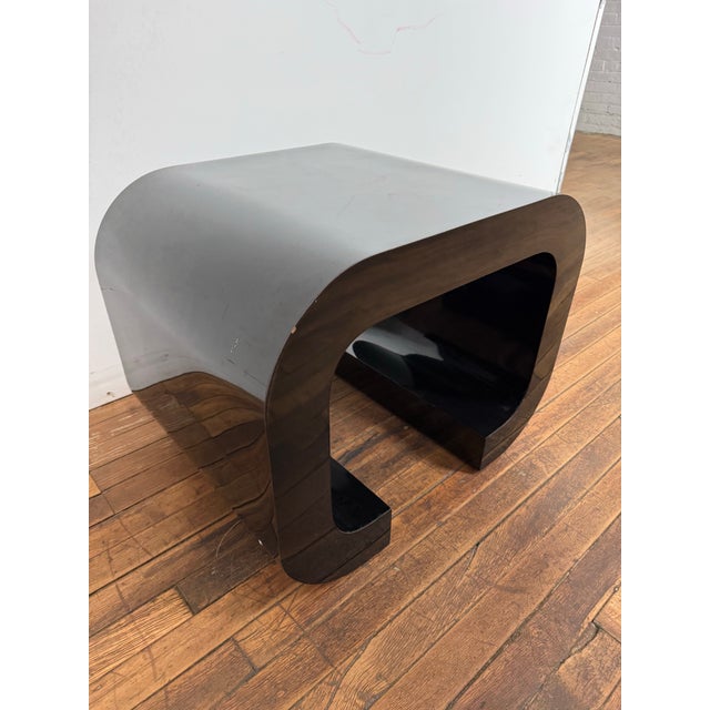 Karl Springer 1980 Black Laminate Waterfall End Table For Sale - Image 4 of 6