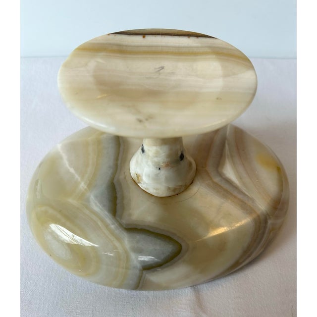 Alabaster Mid 20th Century Onyx Pedestal Bowl For Sale - Image 8 of 8