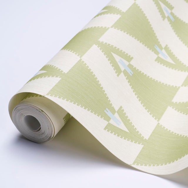 Schumacher SAMPLE - Schumacher X A Rum Fellow Kalido Wallpaper In Pistachio For Sale - Image 4 of 4