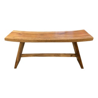Andrianna Shamaris Minimalist Teak Wood Bench For Sale