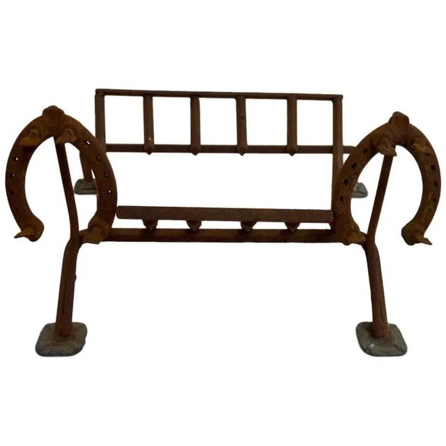 Folky Fireplace Grate With Horseshoe Decorations For Sale In New York - Image 6 of 6