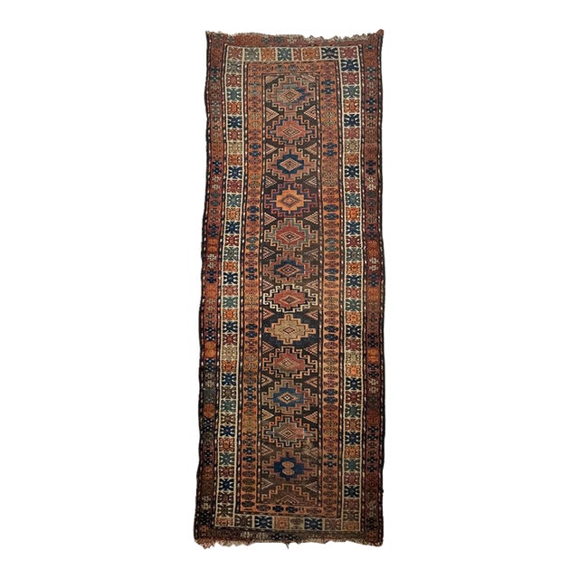 1930s Tangerine Melon Beautiful Tribal Pattern Rug 3.5 x 10 For Sale