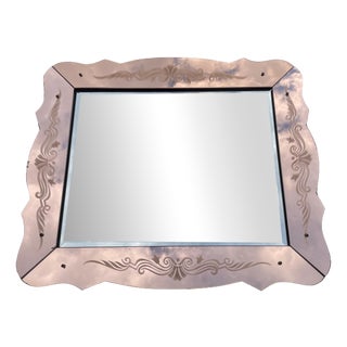 Venetian Pink Mirror, 1950s For Sale
