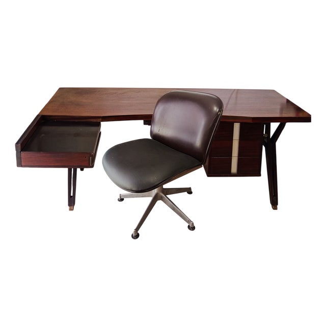Executive Desk and Tolomeo Chair by Ico Parisi for Mim Roma, 1960s, Set of 2 For Sale