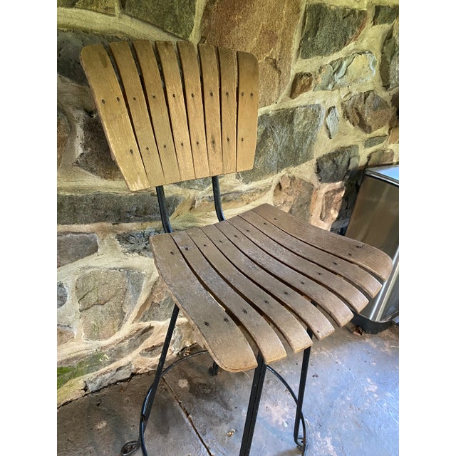 Mid-Century Modern 1963 Mid Century Modern Arthur Umanoff Swivel Counter Stool, Slat Back Bent Wood For Sale - Image 3 of 12