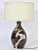 Organic Modern Far Eastern Influenced Glossy Glazed Art Pottery "Brush Stroke" Table Lamp, 1970's. Featuring a handcrafted...
