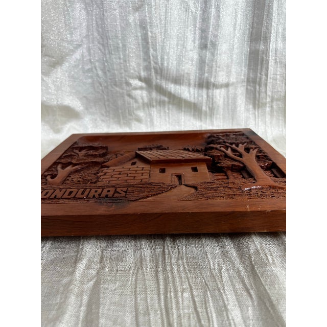 Vintage Honduran Hand-Carved Wood Village Relief Wall Sculpture Plaque Folk Art For Sale - Image 4 of 12
