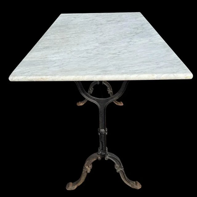 Stone French Cast Iron and Marble Bistro Table, 1960s For Sale - Image 7 of 14