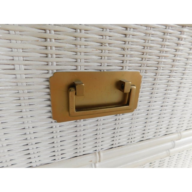 Faux Bamboo Campaign Style Wicker Dresser Coastal Style Attributed to Henry Link For Sale - Image 14 of 16