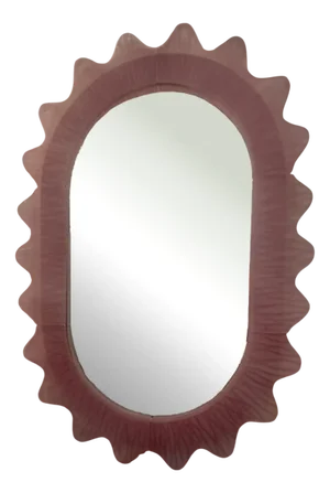 Italian Murano Pink Art Glass and Brass Console / Wall Mirror, 2000