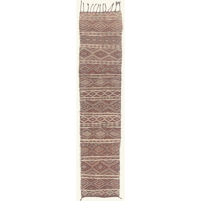 Vintage Zemmour Moroccan Kilim Rug, 03'02 X 14'07 For Sale - Image 11 of 11