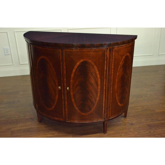 Hepplewhite Style Mahogany Demilune Cabinet by Leighton Hall For Sale - Image 12 of 12