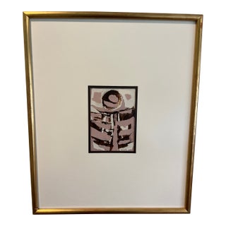 Vintage 70's Mid-Century Modern Abstract Framed Mixed Media Torn Paper Collage For Sale