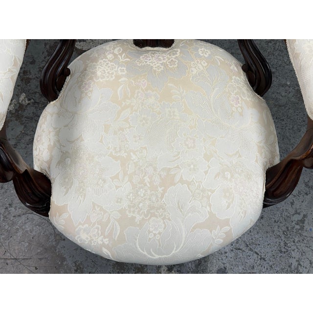Brown Victorian Rococo Revival Carved Wood Balloon Back Armchair For Sale - Image 8 of 12