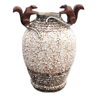Art Deco Ceramic and Bronze Lamp Base by André Villien, 1930s For Sale