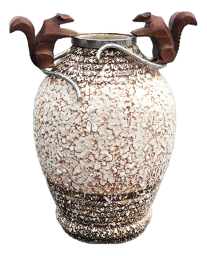 Art Deco Ceramic and Bronze Lamp Base by André Villien, 1930s