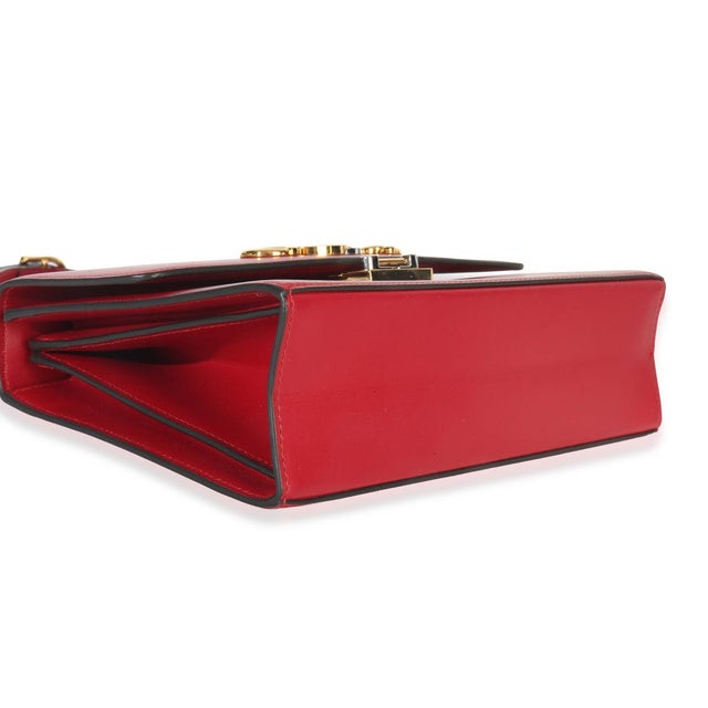 Red Smooth Calfskin Small Zumi Shoulder Flap Bag For Sale In New York - Image 6 of 9