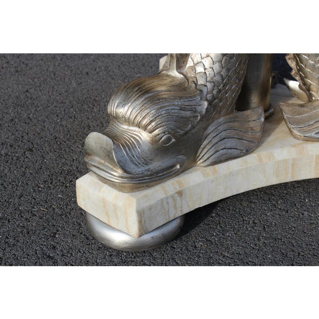 Maitland-Smith Silver Giltwood Dolphin Table For Sale - Image 6 of 18