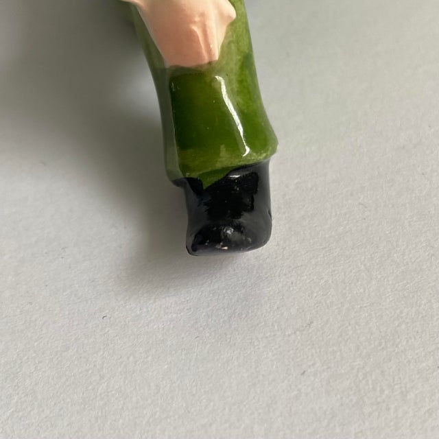 Green Vintage Norcrest Elves Pixie Elf Figurine Flower Hat Retro Spring Holiday a Pair For Sale - Image 8 of 12