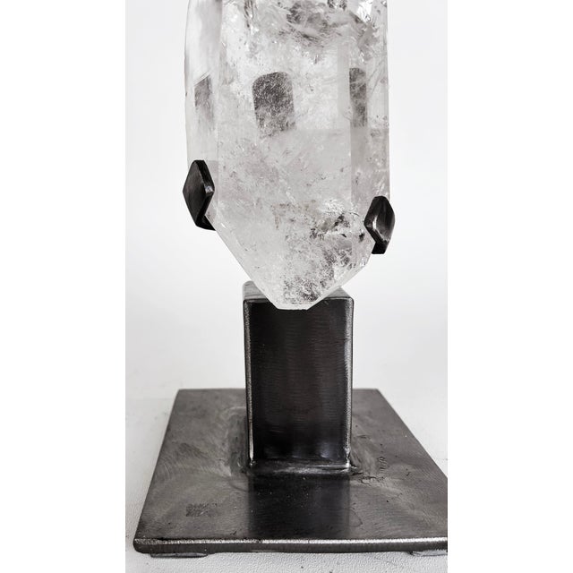 Transparent Brazilian Lemurian Seed Crystal on Custom Made Stand For Sale - Image 8 of 10