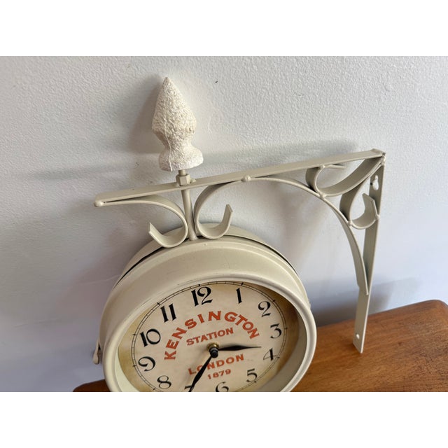 Late 20th Century Vintage Kensington Railway Station Wall Clock, Double Sided For Sale - Image 5 of 9