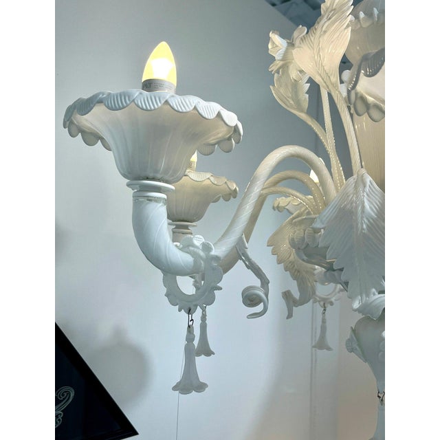 Glass White Murano Glass Chandelier by LaMurrina For Sale - Image 7 of 9