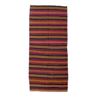 Striped Vintage Turkish Kilim Rug - 5`3" X 11`6" For Sale