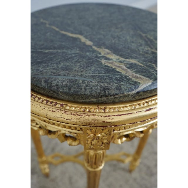 Stone French Louis XV Style Gold Gilt Round Lamp Table For Sale - Image 7 of 12