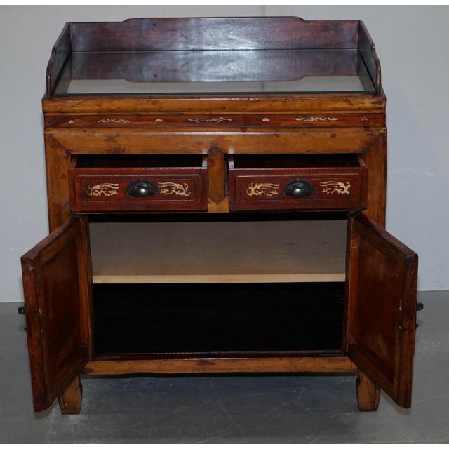 Antique Chinese Redwood Lacquered Inlaid Sideboard For Sale - Image 11 of 14