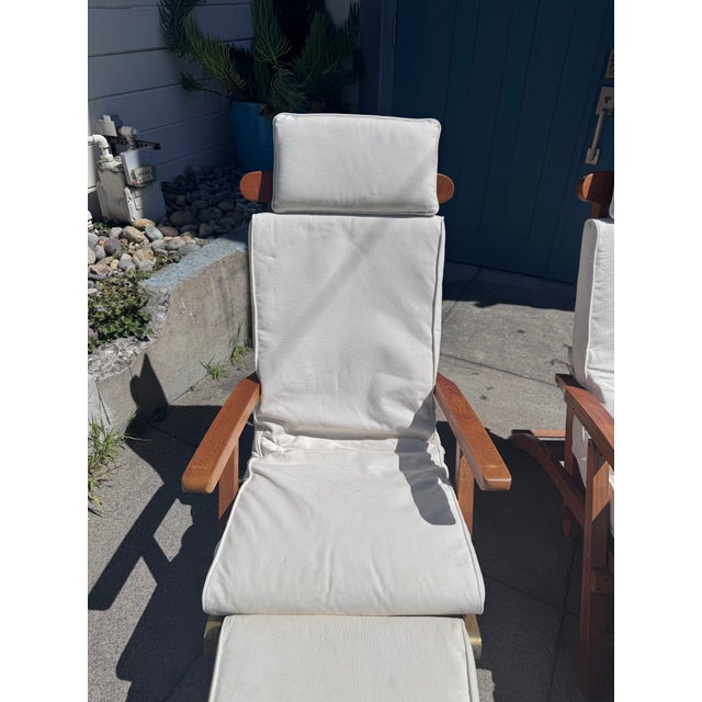 Late 20th Century Pair of Folding Teak Deck Chairs With Queen Elizabeth, 1st Class Only Label For Sale - Image 13 of 16