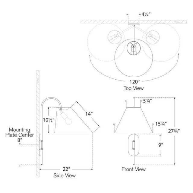 Visual Comfort Kate Spade New York for Visual Comfort Signature Kinsley Large Articulating Wall Light in Polished Nickel with Linen Shade For Sale - Image 4 of 4