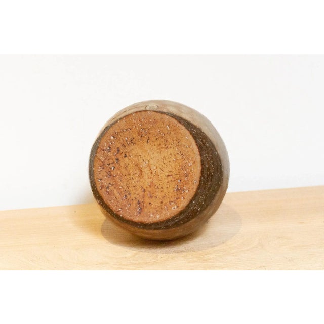 1960s Vintage Japanese Glazed Clay Bottle For Sale - Image 5 of 6