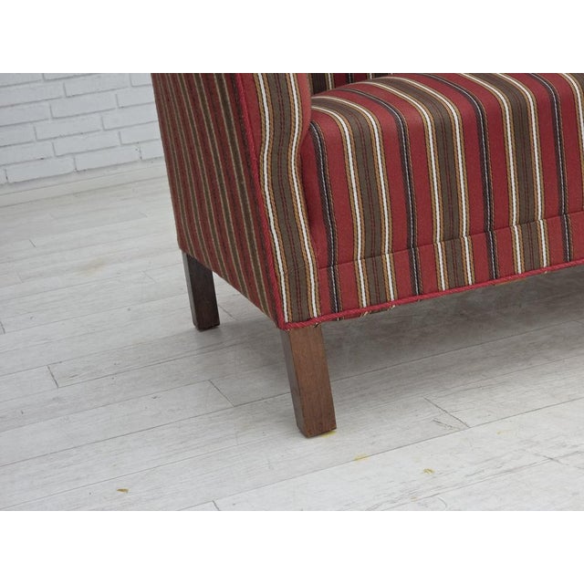 1960s Danish 2-Seater Sofa in Red Striped Wool, 1960s For Sale - Image 5 of 18
