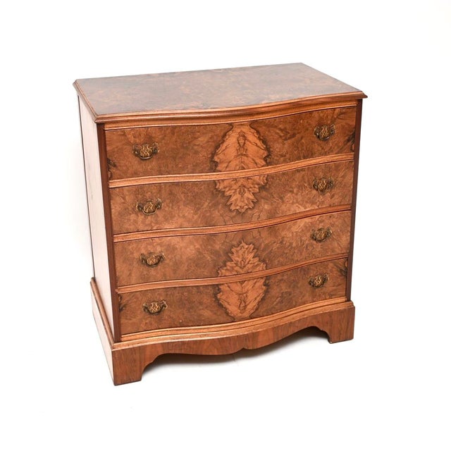 Antique Serpentine Burr Walnut Chest of Drawers, 1930 For Sale - Image 10 of 10