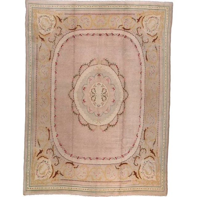 Textile 1920s Antique French Savonnerie Area Rug 10’9″ X 13’8″ For Sale - Image 7 of 7