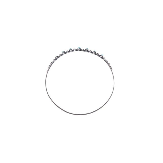 Silver 8" c1950's Vintage Zuni Snake eye turquoise sterling bangle For Sale - Image 8 of 10