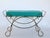 Mid-Century Brass Vanity Seat Bench W/ Turquoise Seat Cushion For Sale - Image 4 of 11